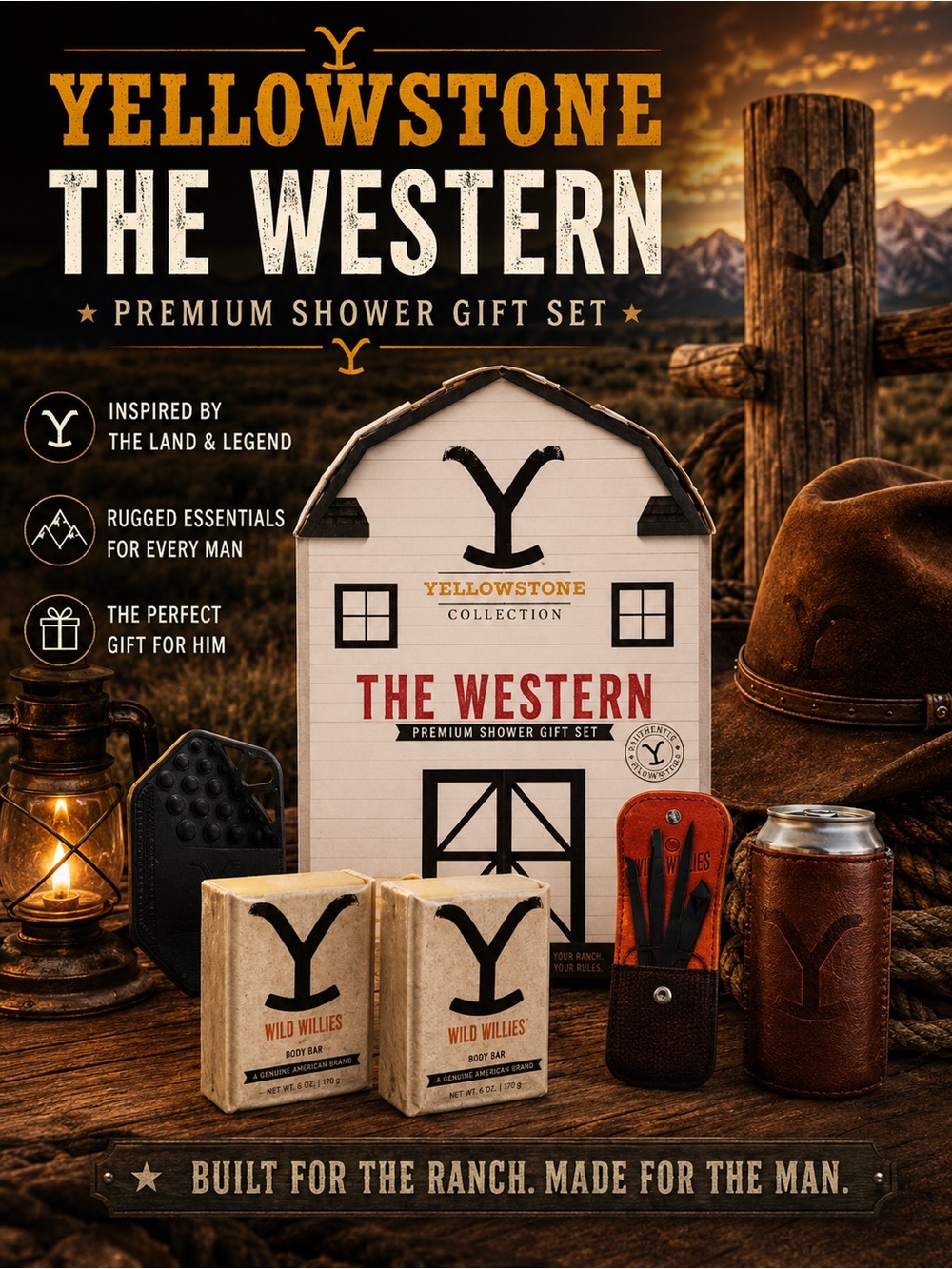 Wild Willie’s Yellowstone Collection The Western Premium Shower Gift Set